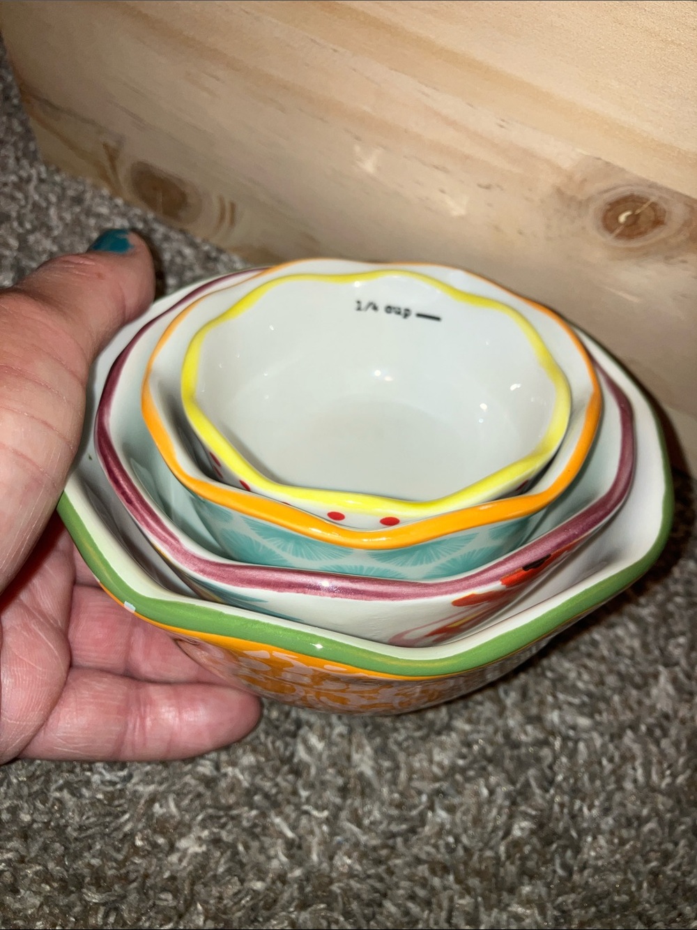 The Pioneer Woman Multicolor Floral Ceramic Measuring Nesting Bowls Set Of 4